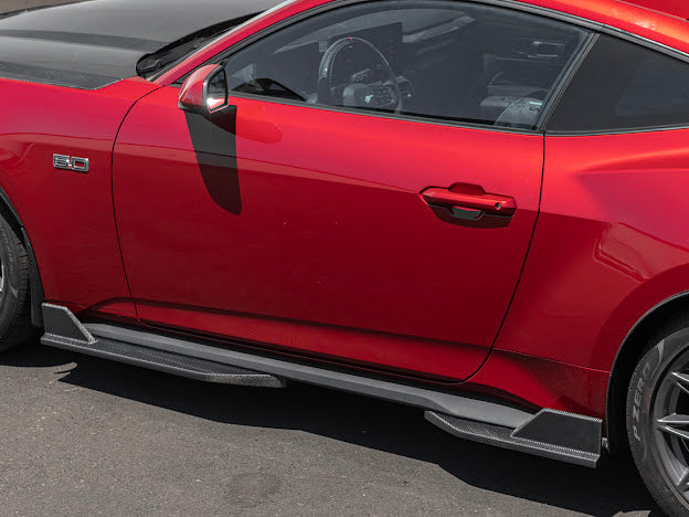 2024-UP FORD MUSTANG S650 | GT350R PERFORMANCE STYLE CARBON FIBER SIDE SKIRTS EXTENSION ROCKER PANELS GROUND EFFECTS